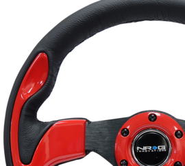 NRG Innovations Stuur 320/0mm Leer Zwart – Rood
