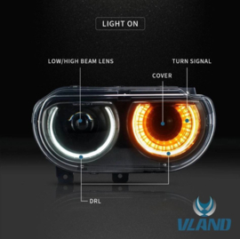 VLAND LED-koplampen voor Dodge Challenger 2008-2014 Frontlichten Met HID-lampen