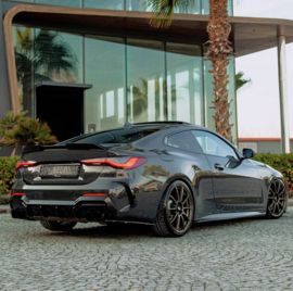 Oneway Achterbumperskirt (Diffuser) passend voor BMW 4-Serie G22/G23 Coupe/Cabrio M-Pack/M440i 2020-2024 & Facelift 2024- - Glanzend zwart