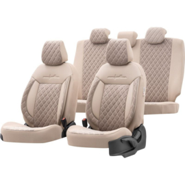 Universele Velours/Stoffen Stoelhoezenset 'Comfortline VIP' Crème - 11-delig - geschikt voor Side-Airbags