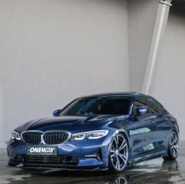 Oneway Voorspoilerlip passend voor BMW 3-Serie G20/G21 Sedan/Touring Sport Line 2018-2022 - Glanzend zwart