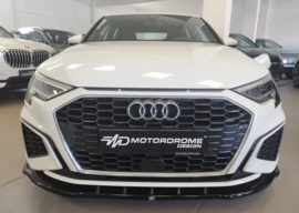 Motordrome Voorspoiler passend voor Audi A3 (8Y) Sportback & Sedan S-Line / S3 2020-2024 (ABS Glanzend zwart)
