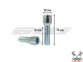 SK-Import Star Wheel Bolts M14x1.25 Steel Silver 45mm