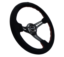 NRG Innovations Stuur 350/75mm Suede Zwart - Rood