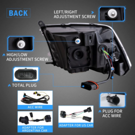 VLAND LED-projectorkoplampen voor 2009-2018 RAM 1500 2500 3500 Kleur Heldere reflector