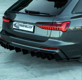 Oneway Achterbumperskirts (Hoeken) passend voor Audi A6 S-Line/S6 C8 (Sedan/Avant) 2018- - Glanzend zwart