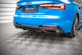 Maxton Design CENTRALE ACHTERSPLITTER (MET VERTICALE SPIJLEN) AUDI A5 S-LINE F5 FACELIFT Gloss Black