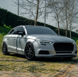 Oneway Voorspoilerlip passend voor Audi A3 (8V) Sedan Facelift 2016-2020 - Glanzend zwart