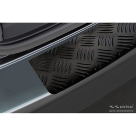 Matzwart Aluminium Achterbumperprotector passend voor Volkswagen Transporter T6 2015- & FL 2019- (met achterklep) 'Riffled plate'