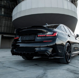 Oneway Achterbumperskirts (Hoeken) passend voor BMW 3-Serie G20/G21 M-Pack 2018-2022 - Glanzend zwart