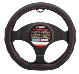 Simoni Racing Stuurwielhoes Compe Small - Zwart Eco-Leder + Rode Stiksels - 35-37cm
