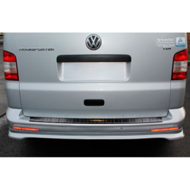 Zwart RVS Achterbumperprotector passend voor VW Transporter T5 2003-2015 (alle) & T6 2015- / FL 2019- (met achterdeuren) 'Ribs'