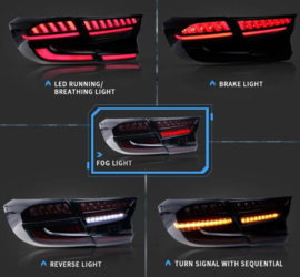 VLAND LED-achterlichten voor Honda Accord 2018-2022 10e generatie met amber sequentiële richtingaanwijzer Kleur: Gerookt