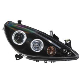 Set Koplampen passend voor Peugeot 307 2001-2005 - Zwart - incl. Angel-Eyes