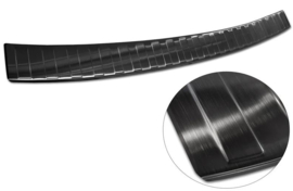 Zwart RVS Achterbumperprotector passend voor Volkswagen Crafter & MAN TGE 2017- 'Ribs' ('XL'-version)