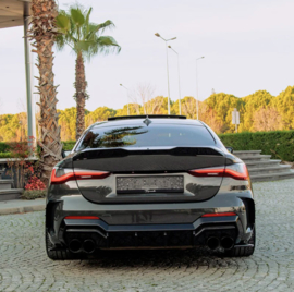 Oneway Achterbumperskirts (Hoeken) passend voor BMW 4-Serie G22/G23 Coupe/Cabrio M-Pack/M440i 2020-2024 & Facelift 2024- - Glanzend zwart