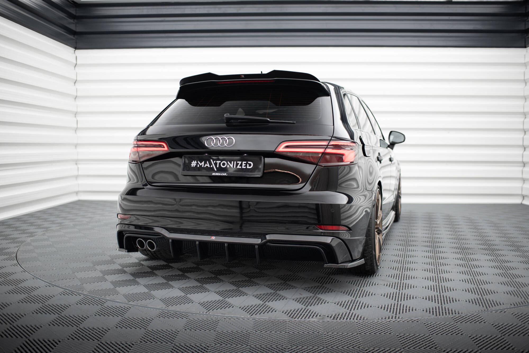 Maxton Design Achterspoiler Audi A3 S-Line Sportback 8V Facelift (uitvoering met dubbele uitlaten aan één kant)