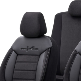 Universele Velours/Stoffen Stoelhoezenset 'Comfortline' Zwart - 11-delig - geschikt voor Side-Airbags