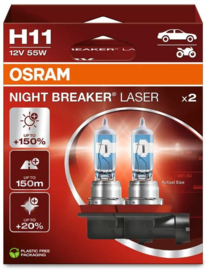 Osram Night Breaker Laser Halogeen lampen - H11 - 12V/55W - set à 2 stuks