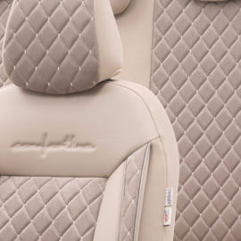 Universele Velours/Stoffen Stoelhoezenset 'Comfortline VIP' Crème - 11-delig - geschikt voor Side-Airbags