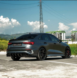 Oneway Achterspoiler passend voor Audi A3/S3/RS3 (8Y) Sedan 2020-2024 - Glanzend zwart