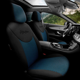 Universele Stoffen Stoelhoezenset 'Attraction' Zwart/Blauw - 11-delig - geschikt voor Side-Airbags