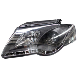 Set Koplampen incl. DRL passend voor Volkswagen Passat 3C 2005-2010 - Zwart - incl. Stelmotor