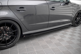 Maxton Design STREET PRO SIDESKIRTS DIFFUSERS + FLAPS AUDI S3 / A3 S-LINE SPORTBACK 8V FACELIFT Gloss Black