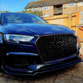 Oneway Voorspoilerlip passend voor Audi RS3 8V Sedan/Sportback Facelift 2017-2020 - Glanzend zwart