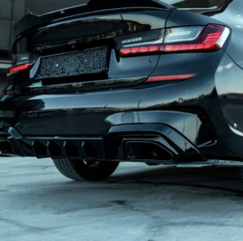 Oneway Achterbumperskirts (Hoeken) passend voor BMW 3-Serie G20/G21 M-Pack 2018-2022 - Glanzend zwart