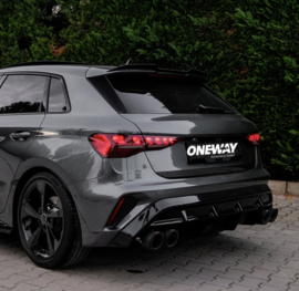 Oneway Dakspoiler passend voor Audi A3/S3/RS3 (8Y) Sportback 2020-2024 & Facelift 2025- - Glanzend zwart