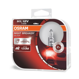 Osram Night Breaker Silver Halogeen lampen - H1 - 12V/55W - set à 2 stuks