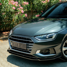 Oneway Voorspoilerlip passend voor Audi A4 (B9) Sedan/Avant Facelift 2019-2024 - Glanzend zwart