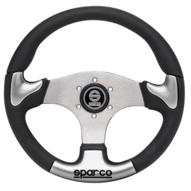 Sparco Universeel Sportstuur 'P222' - Zwart/Grijs/Aluminium - Diameter 345mm