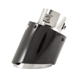 Simoni Racing Uitlaatsierstuk Rond/Schuin Glanzend-Carbon+RVS - Ø102xL155mm - Montage 63mm