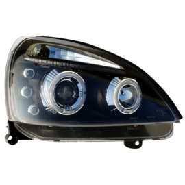 Set Koplampen passend voor Renault Clio II Facelift 2001-2005 - Zwart - incl. Angel-Eyes