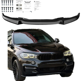Oneway Voorspoilerlip passend voor BMW X6 F16 M-Pack 2014-2019 - Glanzend zwart