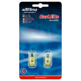 T-10 LED Lampen 12V Geel, set à 2 stuks