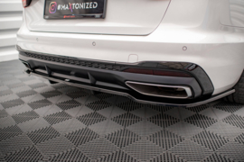 Maxton Design CENTRALE ACHTERSPLITTER (MET VERTICALE SPIJLEN) AUDI A4 S-LINE B9 FACELIFT Gloss Black