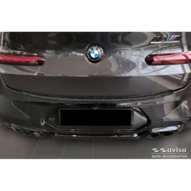 Zwart RVS Achterbumperprotector passend voor BMW X4 G02/F98 M Competition Facelift 2021- 'Ribs'