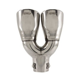 Simoni Racing Uitlaatsierstuk Dubbel Ovaal/Schuin RVS - 86x63xL235mm - Montage ->59mm