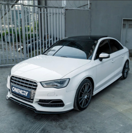 Oneway Voorspoilerlip passend voor Audi S3 8V (Sedan/Cabrio) 2013-2016 - Versie 2 - Glanzend zwart