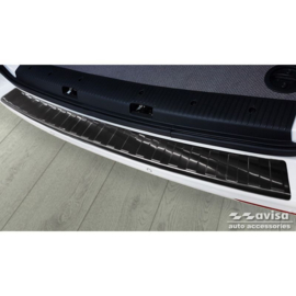 Zwart RVS Achterbumperprotector passend voor VW Transporter T5 2003-2015 (alle) & T6 2015- / FL 2019- (met achterdeuren) 'XL' 'Ribs'