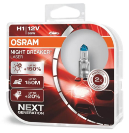 Osram Night Breaker Laser Halogeen lampen - H1 - 12V/55W - set à 2 stuks
