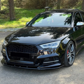 Oneway Voorspoilerlip passend voor Audi S3 8V Sedan 2016-2020 - Glanzend zwart