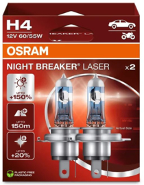 Osram Night Breaker Laser Halogeen lampen - H4 - 12V/60-55W - set à 2 stuks