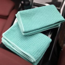 green waffle glass towel