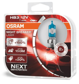 Osram Night Breaker Laser Halogeen lampen - HB3 (9005) - 12V/60W - set à 2 stuks