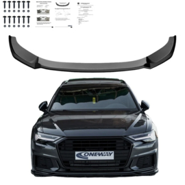 Oneway Voorspoilerlip passend voor Audi A6 S-Line/S6 C8 (Sedan/Avant) 2018- - Versie 2 - Glanzend zwart