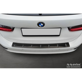 Zwart RVS Achterbumperprotector passend voor BMW 3 Serie (G21) Touring 2019-2022 'STRONG EDITION'